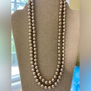 Golden‎ Faux Pearls Double Strands Vintage Necklace